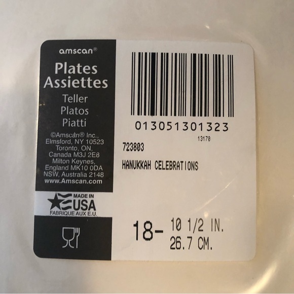 Hanukkah Celebrations Chanukah Party Plates Napkins Cups Confetti Serves 18 NEW - Picture 12 of 12